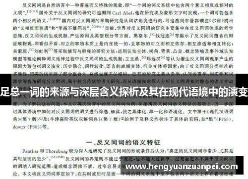 足总一词的来源与深层含义探析及其在现代语境中的演变